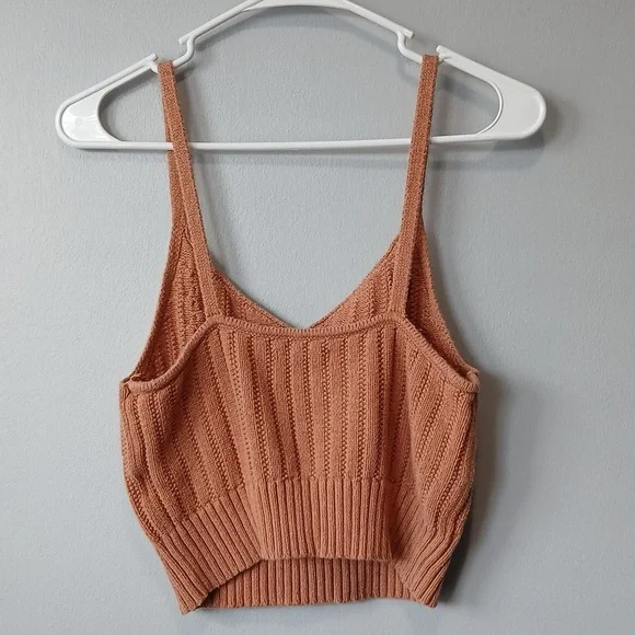 American Eagle Outfitters Cable Knit Cropped Tank Womens Medium Y2K Babydoll - Picture 2 of 4